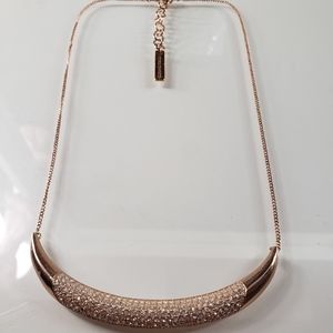 Vince Camuto Rose Gold Cresent Pave Statement Necklace Excellent Condition